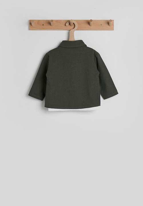 Pop Candy - Cargo-style shirt with long sleeved top - dark grey/white