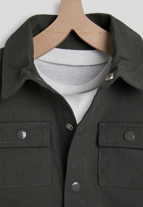 Pop Candy - Cargo-style shirt with long sleeved top - dark grey/white