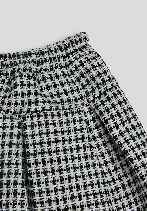 Pop Candy - Tweed collarless jacket with pleated skirt - black/white