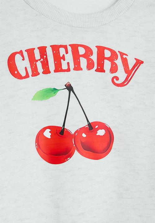 Pop Candy - Cherry graphic sweatshirt with sweatpants - light grey