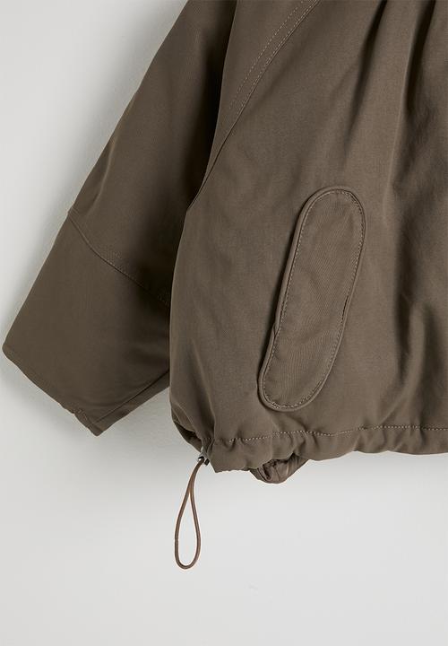 Pop Candy - Drawstring hem puffer jacket - mocha