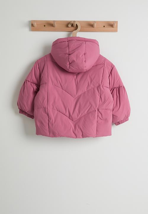 Pop Candy - Puffer jacket with angel wing crossbody bag - pink