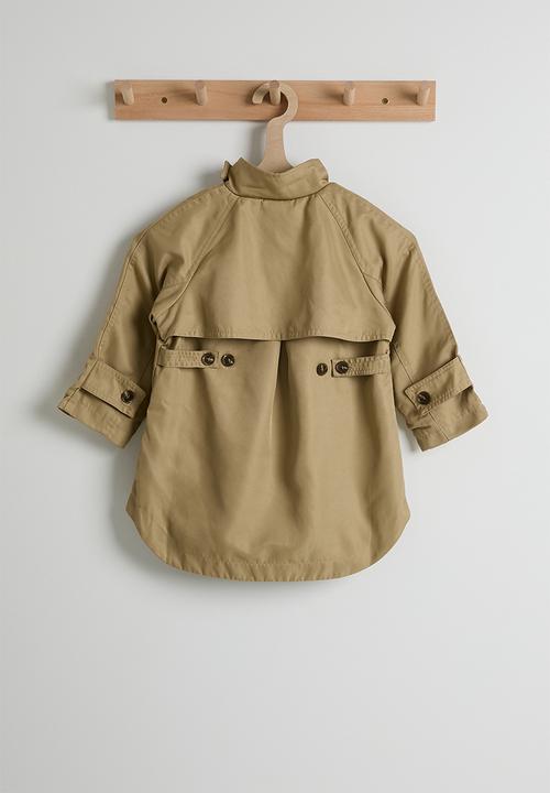 Pop Candy - High-low coat with stand collar - light khaki