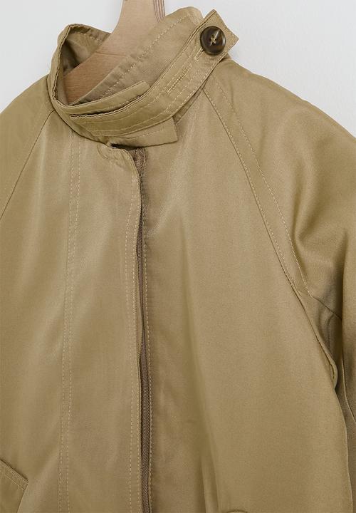 Pop Candy - High-low coat with stand collar - light khaki