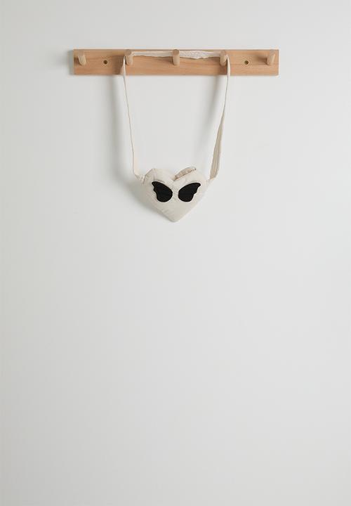 Pop Candy - Puffer jacket with angel wing crossbody bag - black/ivory