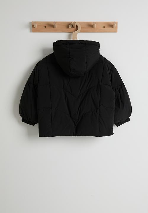 Pop Candy - Puffer jacket with angel wing crossbody bag - black/ivory
