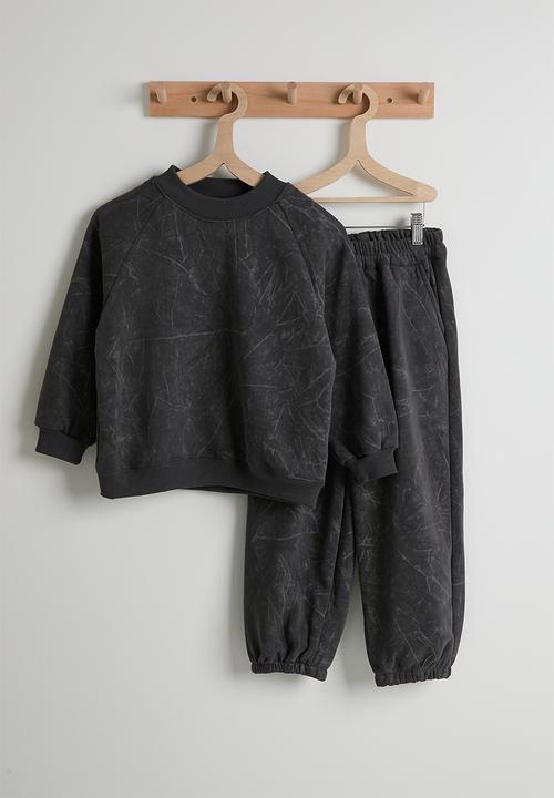 Pop Candy - Marble printed sweatshirt & joggers - dark grey