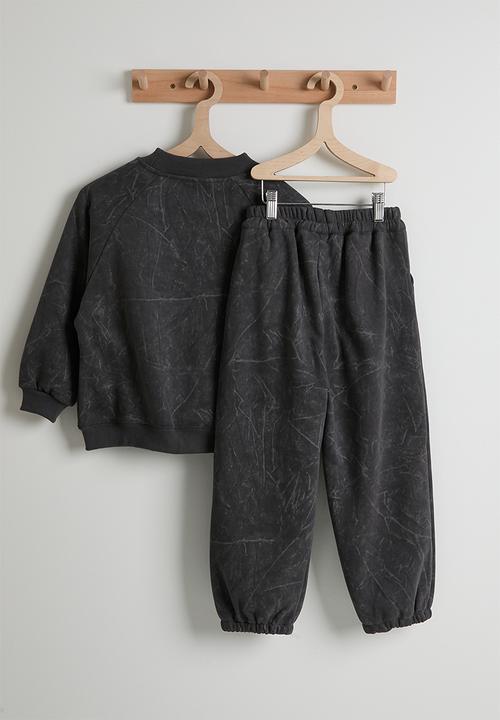 Pop Candy - Marble printed sweatshirt & joggers - dark grey