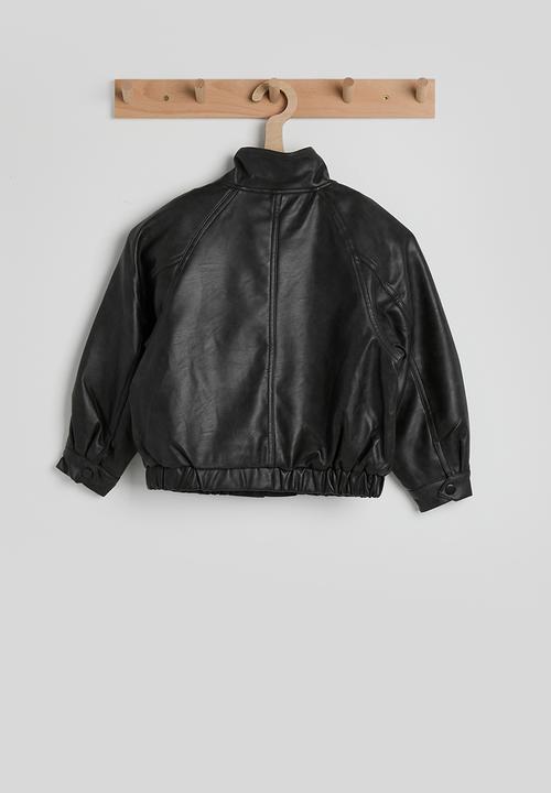 Pop Candy - PU funnel neck jacket - black