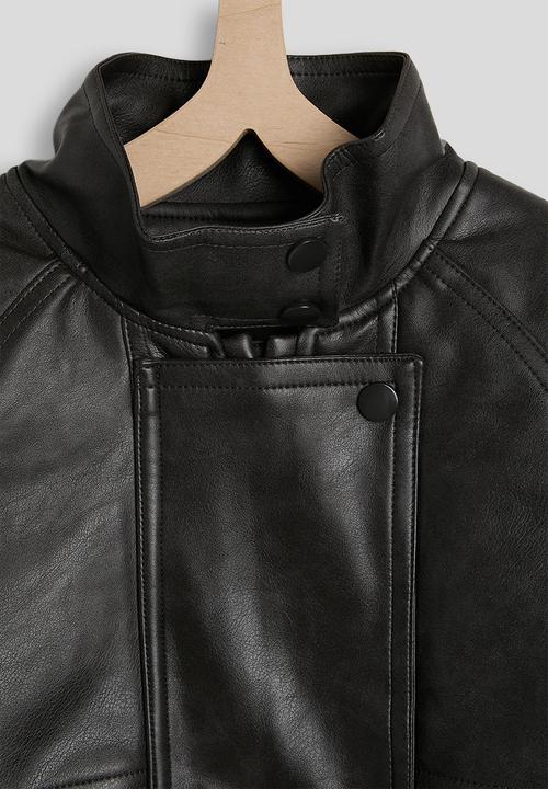 Pop Candy - PU funnel neck jacket - black