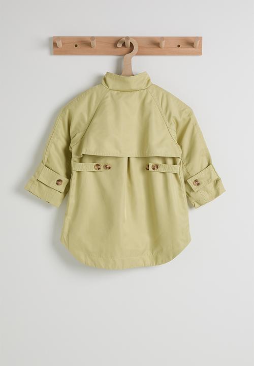 Pop Candy - High-low coat with stand collar - mindaro green