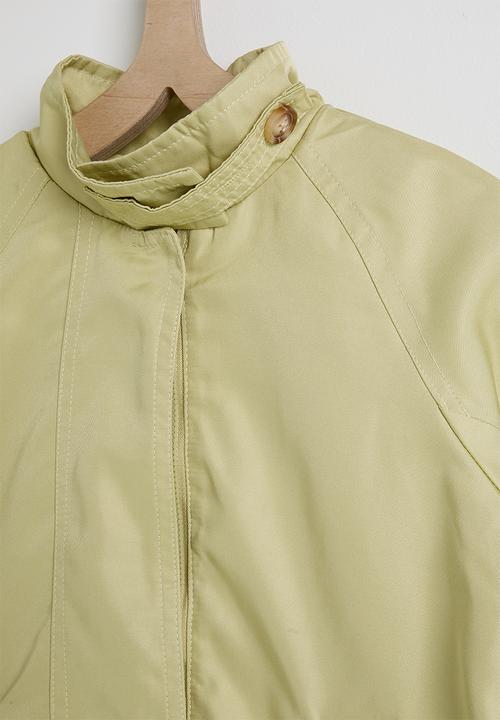 Pop Candy - High-low coat with stand collar - mindaro green