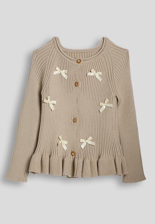Pop Candy - Knit peplum cardigan with bows - beige