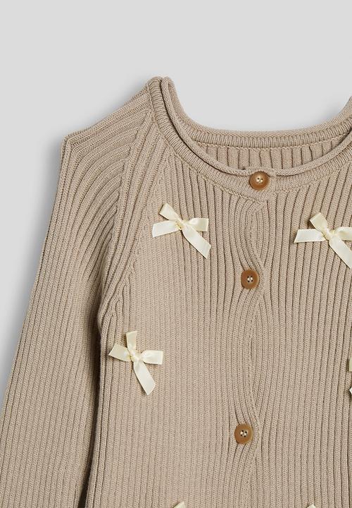 Pop Candy - Knit peplum cardigan with bows - beige