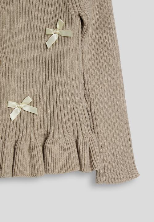 Pop Candy - Knit peplum cardigan with bows - beige