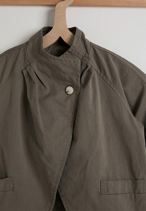 Pop Candy - Funnel collar batwing jacket - mocha