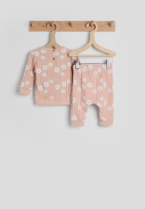 Pop Candy - Wide rib pj set with slippers - pink/floral aop