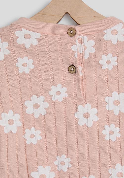 Pop Candy - Wide rib pj set with slippers - pink/floral aop