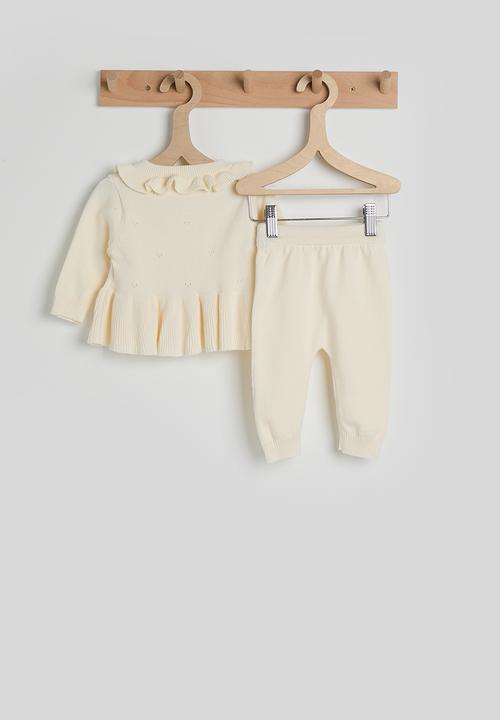 Pop Candy - Knit peplum cardigan & joggers - cream