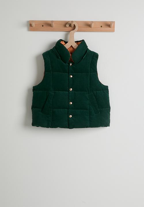 Hooded padded vest - dark green