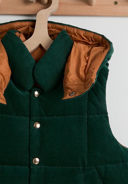 Pop Candy - Pinwale corduroy padded vest - hunter green