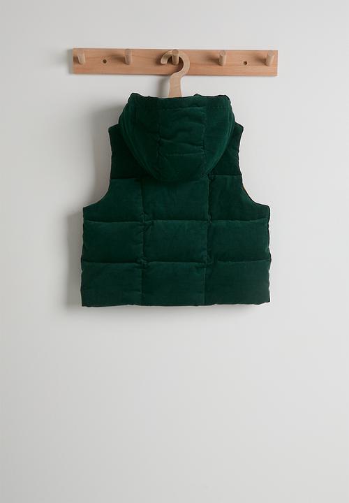 Pop Candy - Pinwale corduroy padded vest - hunter green