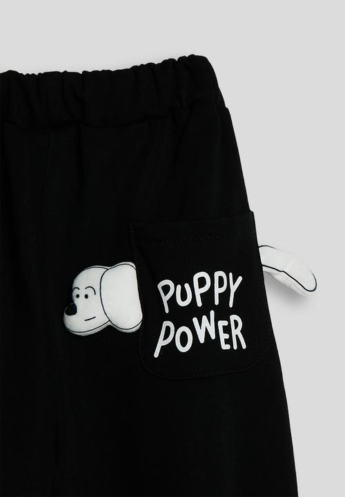 Pop Candy - Puppy power collared sweatshirt with joggers - black/grey