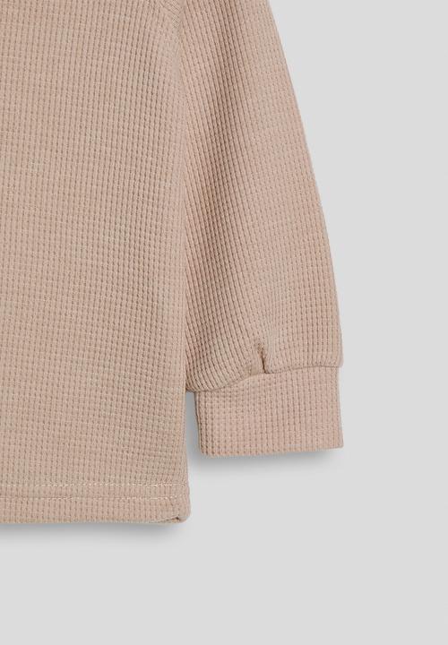 Pop Candy - Henley-style waffle knit top - pancho brown