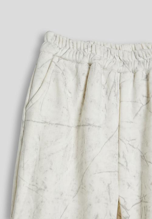 Pop Candy - Marble printed sweatshirt & joggers - white