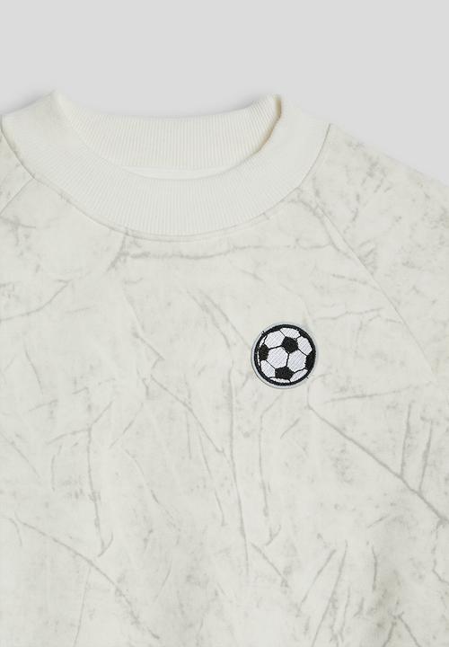 Pop Candy - Marble printed sweatshirt & joggers - white