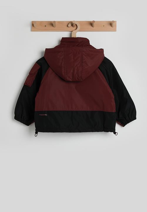 Pop Candy - Colour block puffer jacket - dark red/black