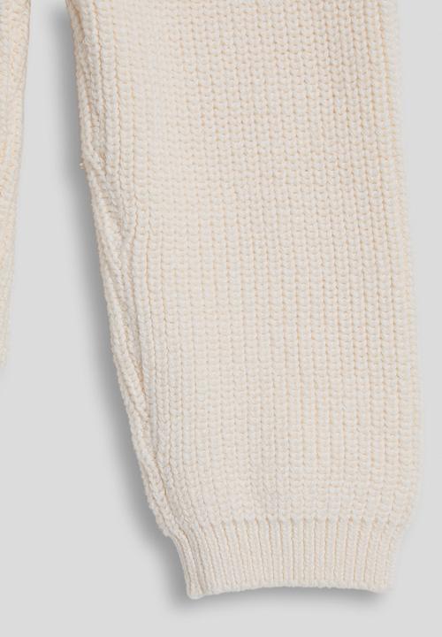 Pop Candy - Ribbed knit cardigan & joggers - cream