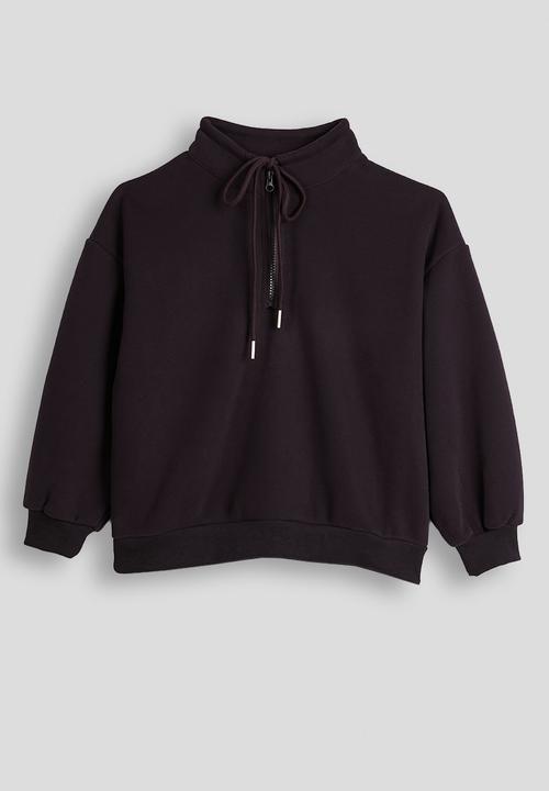 High neck zip-up sweatshirt - english violet