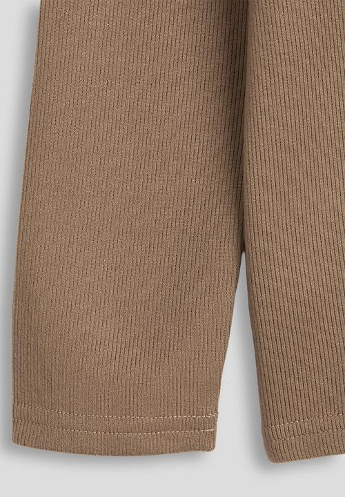 Pop Candy - Ribbed high neck top with applique mushroom - teak brown