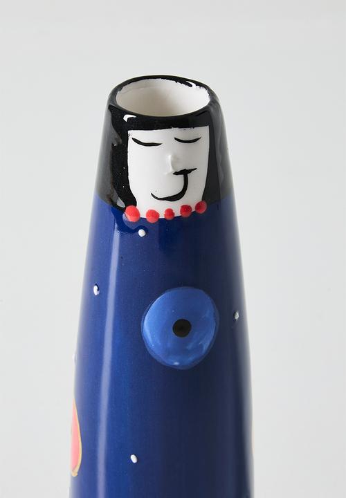 Urchin Art - Mini Figurine Vase Evil Eye - Dark Blue