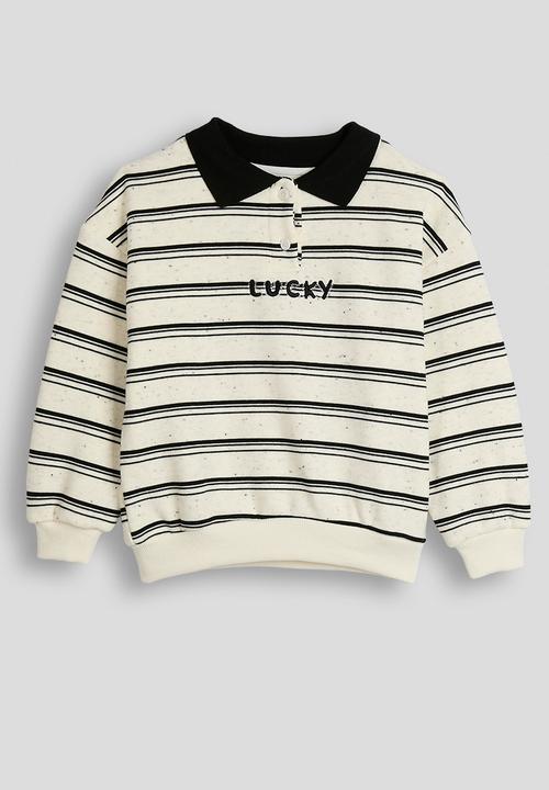 Pop Candy - Rugby jersey-style sweatshirt - white/black stripes