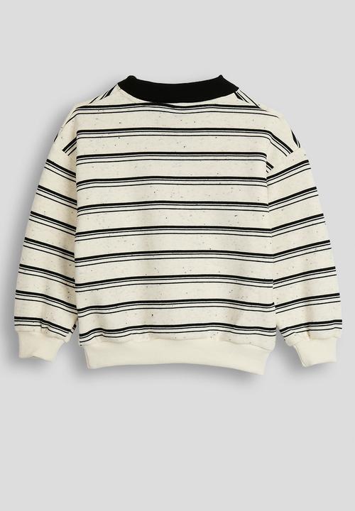 Pop Candy - Rugby jersey-style sweatshirt - white/black stripes