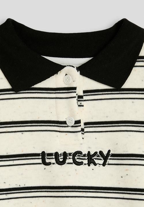 Pop Candy - Rugby jersey-style sweatshirt - white/black stripes