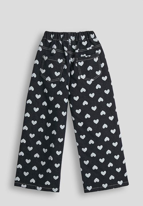 Pop Candy - Heart printed wide leg jeans - navy