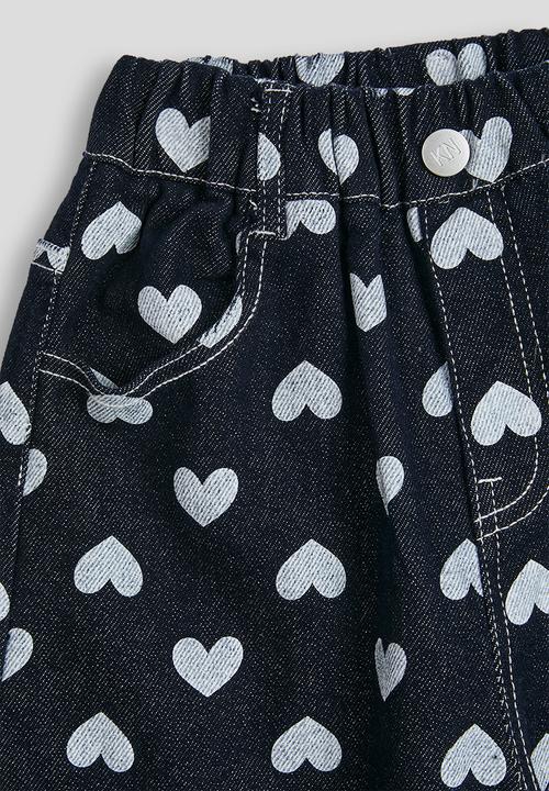 Pop Candy - Heart printed wide leg jeans - navy