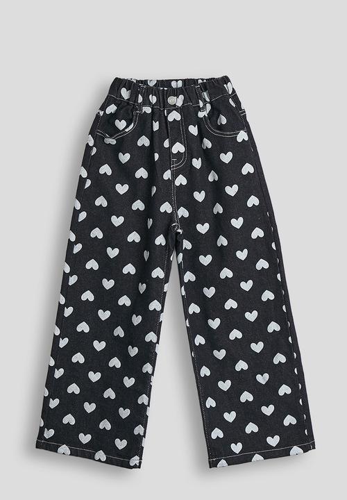 Pop Candy - Heart printed wide leg jeans - navy