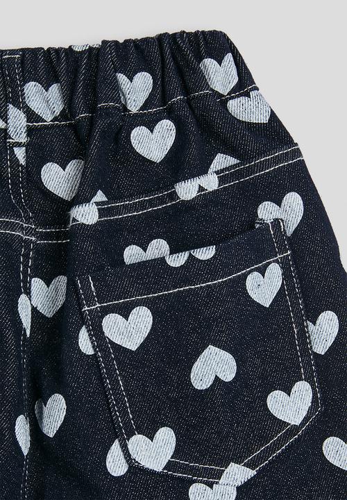 Pop Candy - Heart printed wide leg jeans - navy