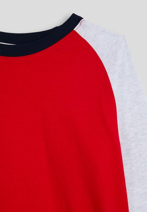 Raglan sleeve top - red/white smoke