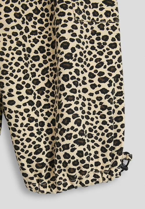 Pop Candy - Wide leg cargo jeans with drawstring hem - leopard print