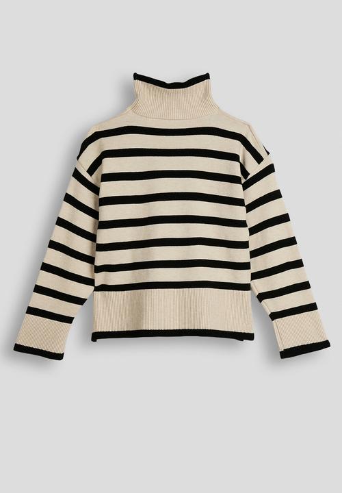 Pop Candy - Knit poloneck - black stripe