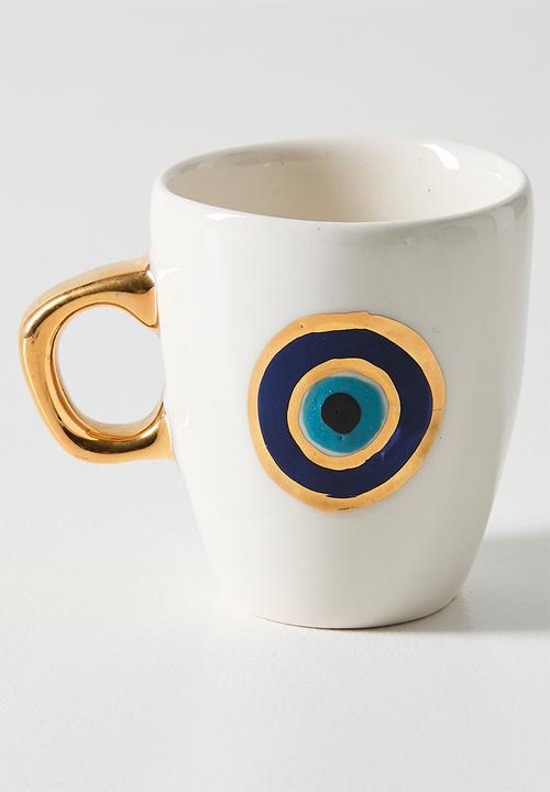 Urchin Art - Diana Espresso Mug and Saucer Set of 2 eye - white