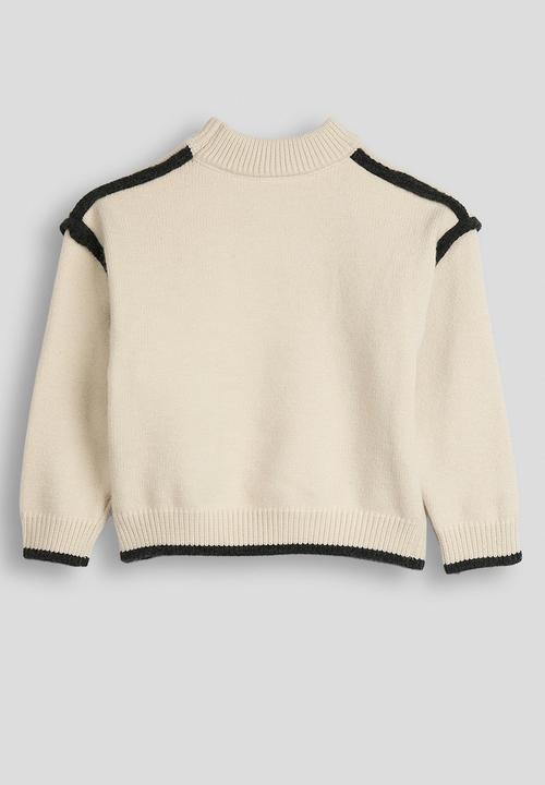 Pop Candy - Knit whipstitch contrast sweater - cream