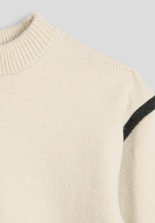 Pop Candy - Knit whipstitch contrast sweater - cream