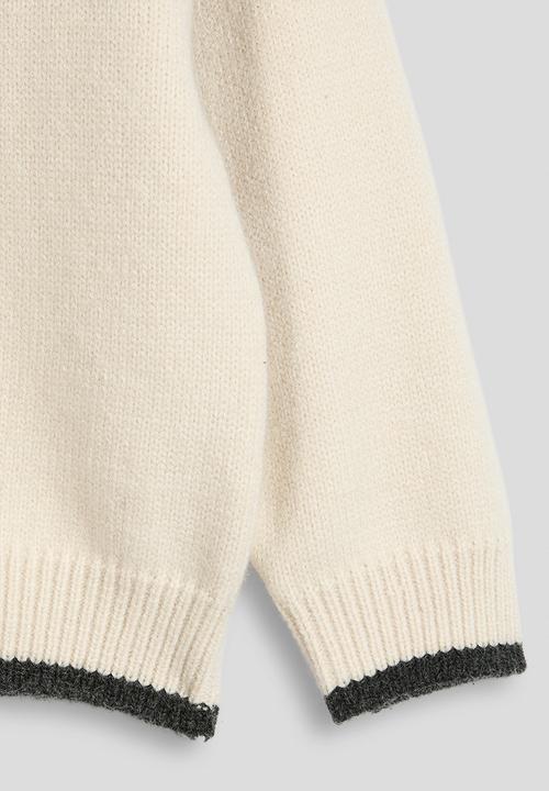 Pop Candy - Knit whipstitch contrast sweater - cream