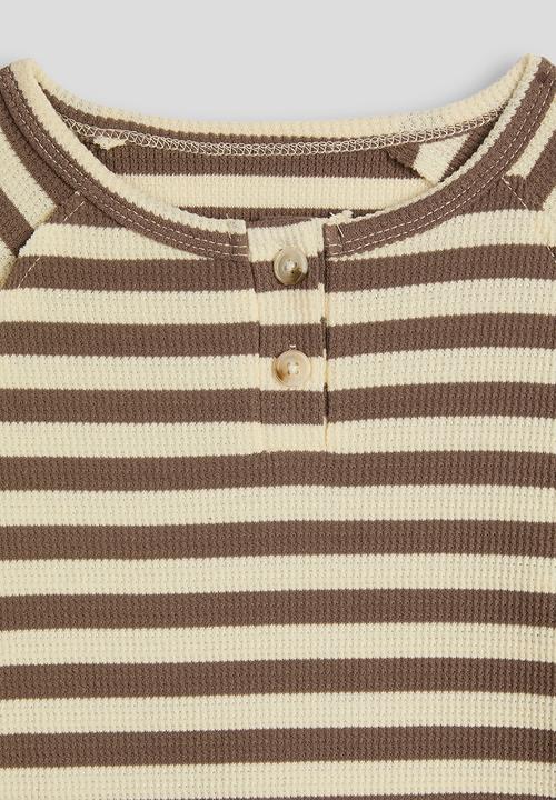 Pop Candy - Henley-style knit top - brown stripe